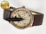 Master Ultra Thin Perpetual Calendar RG V9F 1:1 Best Edition Cream Dial Diamonds Bezel on Brown Leather Strap A868 V2 - Görsel 9