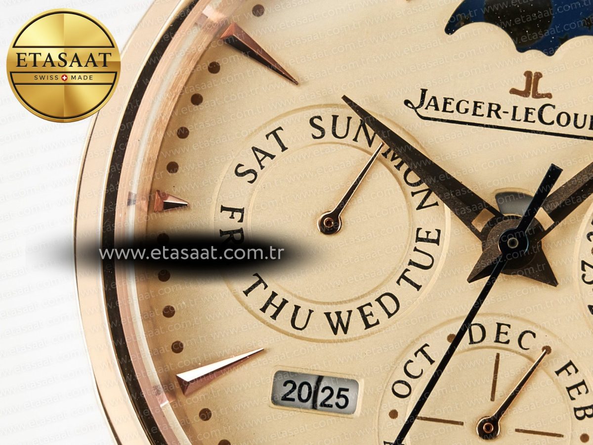 Master Ultra Thin Perpetual Calendar RG V9F 1:1 Best Edition Cream Dial on Brown Leather Strap A868 V2 - Görsel 10