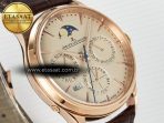 Master Ultra Thin Perpetual Calendar RG V9F 1:1 Best Edition Cream Dial on Brown Leather Strap A868 V2 - Görsel 5