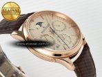 Master Ultra Thin Perpetual Calendar RG V9F 1:1 Best Edition Cream Dial on Brown Leather Strap A868 V2 - Görsel 7
