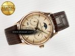 Master Ultra Thin Perpetual Calendar RG V9F 1:1 Best Edition Cream Dial on Brown Leather Strap A868 V2 - Görsel 8