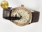 Master Ultra Thin Perpetual Calendar RG V9F 1:1 Best Edition Cream Dial on Brown Leather Strap A868 V2 - Görsel 9