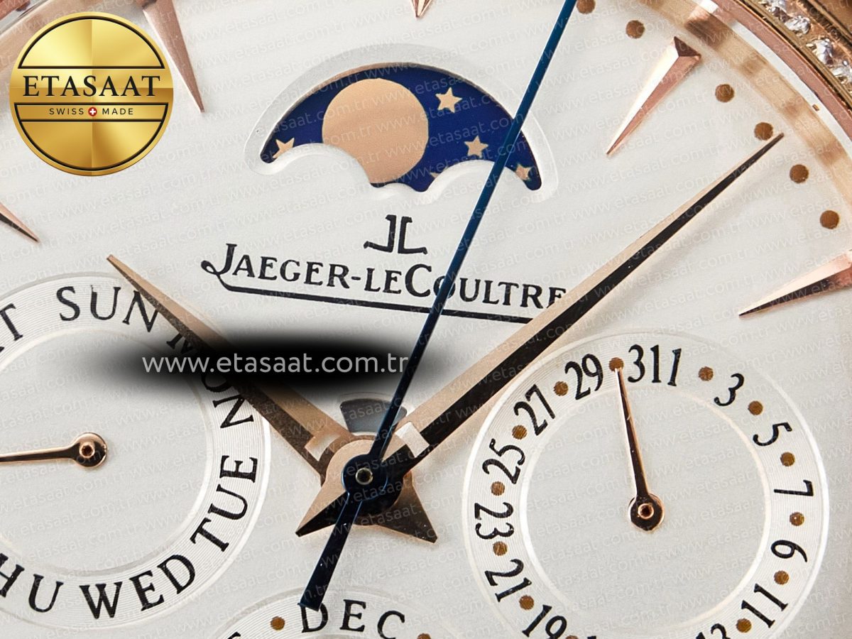 Master Ultra Thin Perpetual Calendar RG V9F 1:1 Best Edition White Dial Diamonds Bezel on Black Leather Strap A868 V2 - Görsel 11