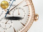Master Ultra Thin Perpetual Calendar RG V9F 1:1 Best Edition White Dial Diamonds Bezel on Black Leather Strap A868 V2 - Görsel 12