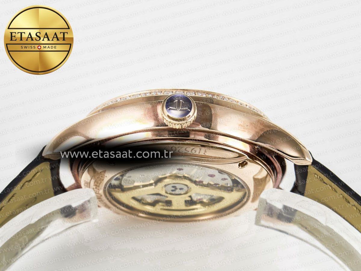 Master Ultra Thin Perpetual Calendar RG V9F 1:1 Best Edition White Dial Diamonds Bezel on Black Leather Strap A868 V2 - Görsel 16