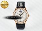 Master Ultra Thin Perpetual Calendar RG V9F 1:1 Best Edition White Dial Diamonds Bezel on Black Leather Strap A868 V2 - Görsel 3