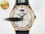 Master Ultra Thin Perpetual Calendar RG V9F 1:1 Best Edition White Dial Diamonds Bezel on Black Leather Strap A868 V2 - Görsel 4