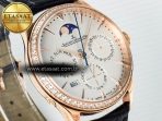 Master Ultra Thin Perpetual Calendar RG V9F 1:1 Best Edition White Dial Diamonds Bezel on Black Leather Strap A868 V2 - Görsel 5