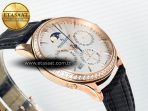 Master Ultra Thin Perpetual Calendar RG V9F 1:1 Best Edition White Dial Diamonds Bezel on Black Leather Strap A868 V2 - Görsel 7