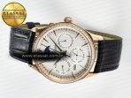 Master Ultra Thin Perpetual Calendar RG V9F 1:1 Best Edition White Dial Diamonds Bezel on Black Leather Strap A868 V2 - Görsel 9