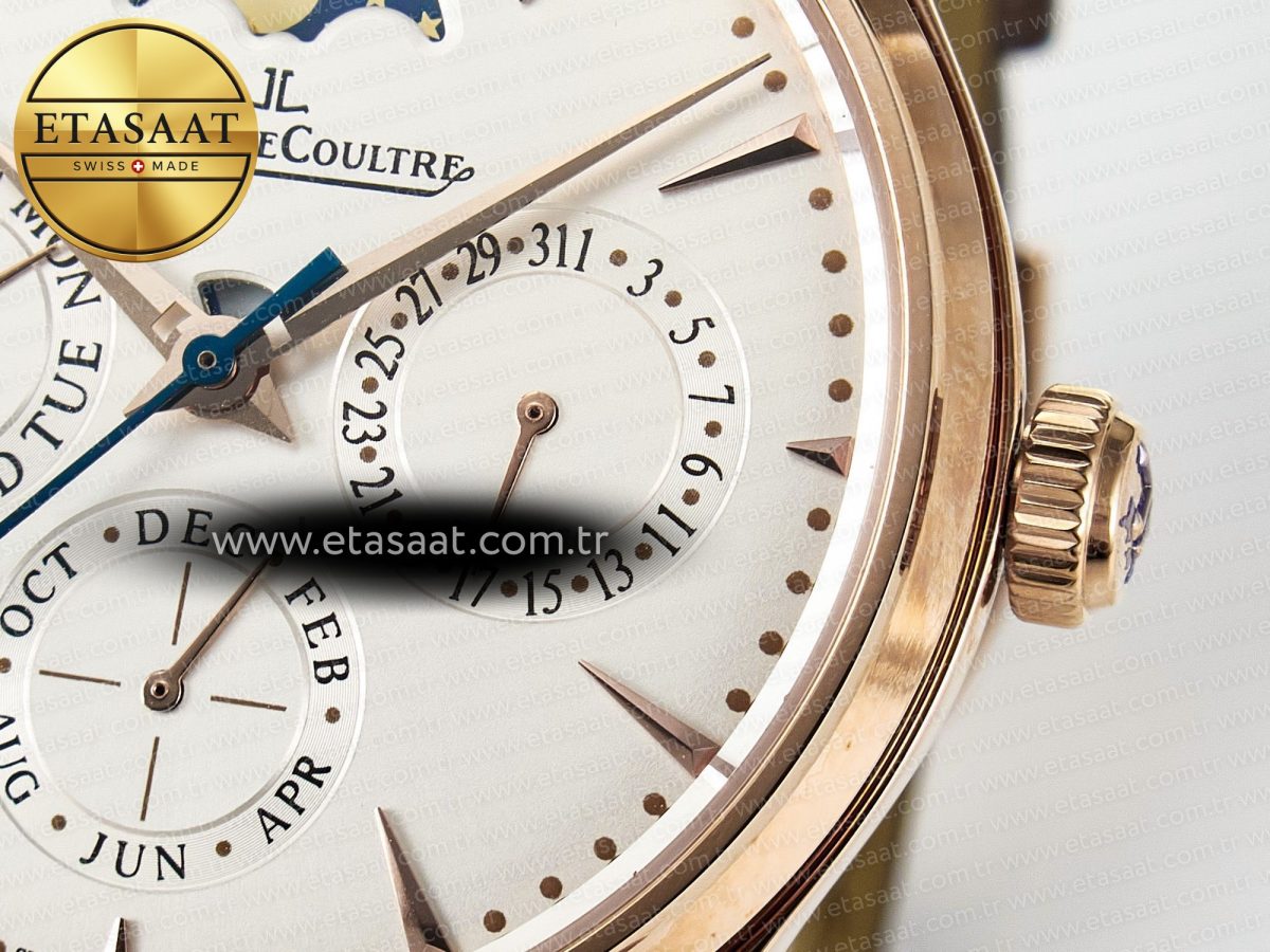 Master Ultra Thin Perpetual Calendar RG V9F 1:1 Best Edition White Dial on Brown Leather Strap A868 V2 - Görsel 12