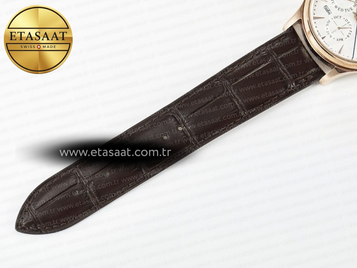 Master Ultra Thin Perpetual Calendar RG V9F 1:1 Best Edition White Dial on Brown Leather Strap A868 V2 - Görsel 24
