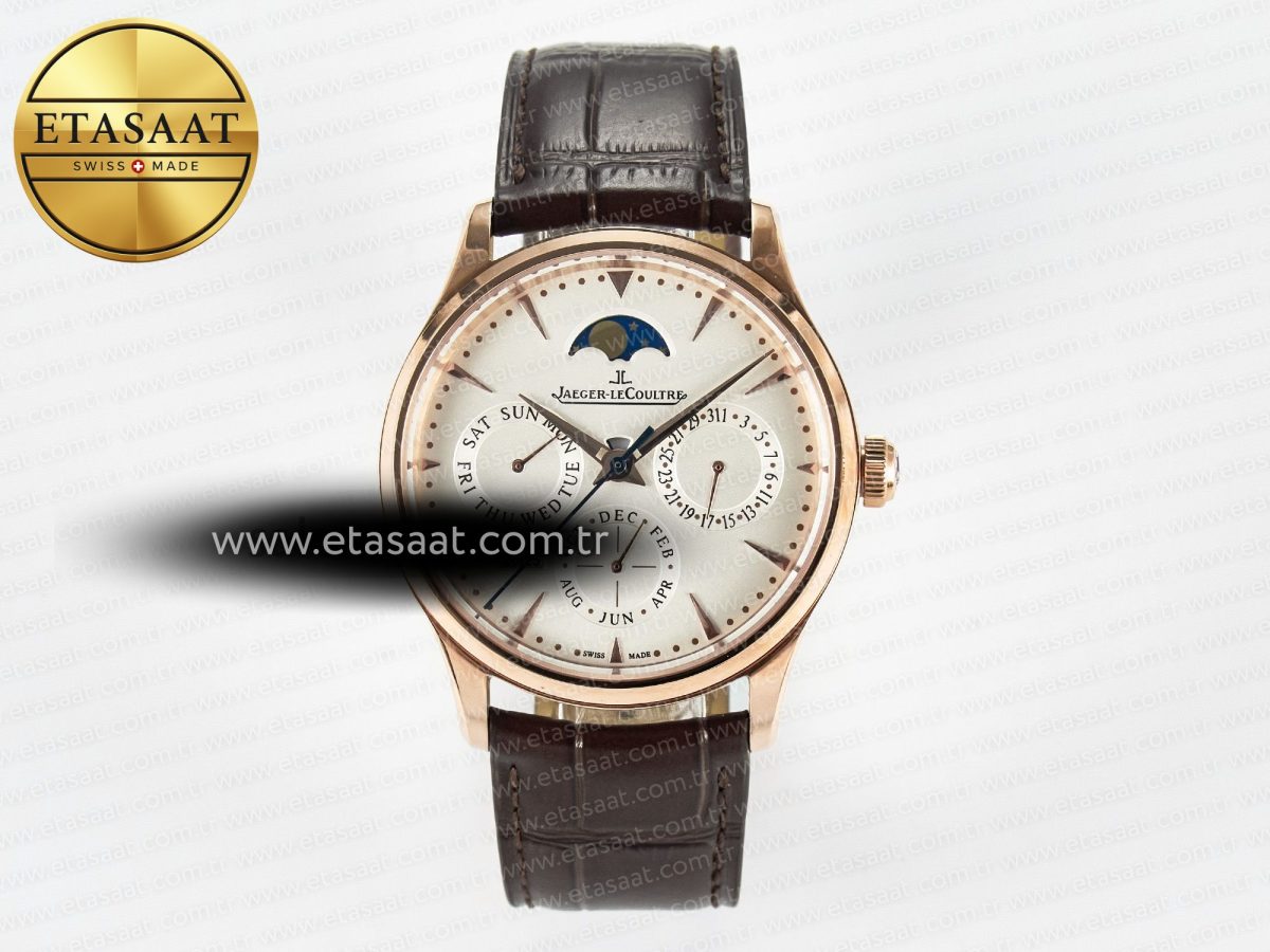 Master Ultra Thin Perpetual Calendar RG V9F 1:1 Best Edition White Dial on Brown Leather Strap A868 V2 - Görsel 3