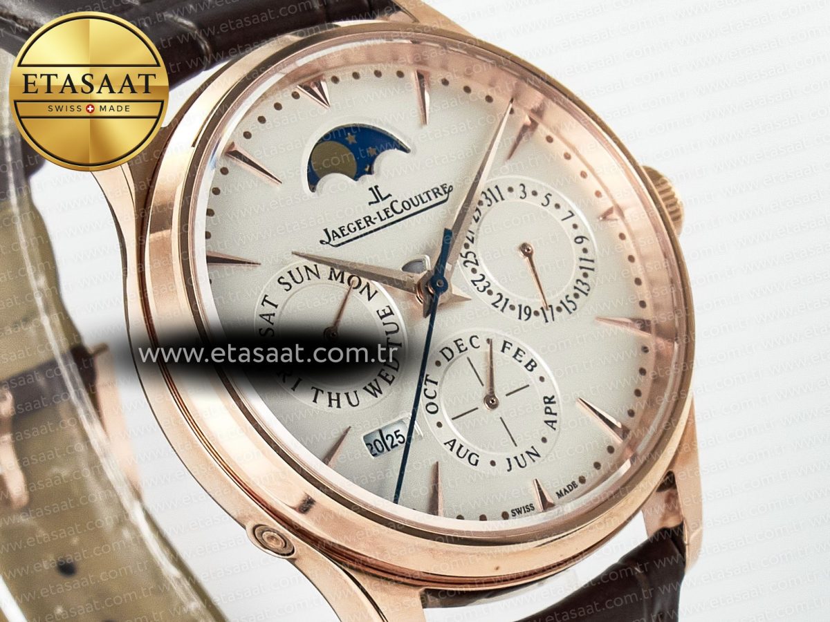 Master Ultra Thin Perpetual Calendar RG V9F 1:1 Best Edition White Dial on Brown Leather Strap A868 V2 - Görsel 5