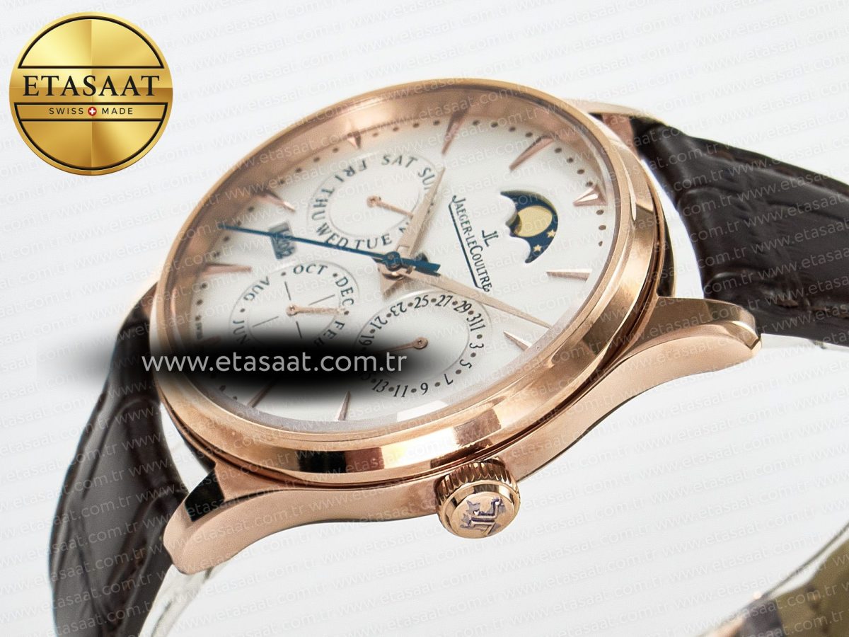 Master Ultra Thin Perpetual Calendar RG V9F 1:1 Best Edition White Dial on Brown Leather Strap A868 V2 - Görsel 6