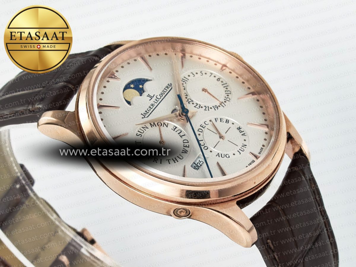 Master Ultra Thin Perpetual Calendar RG V9F 1:1 Best Edition White Dial on Brown Leather Strap A868 V2 - Görsel 7