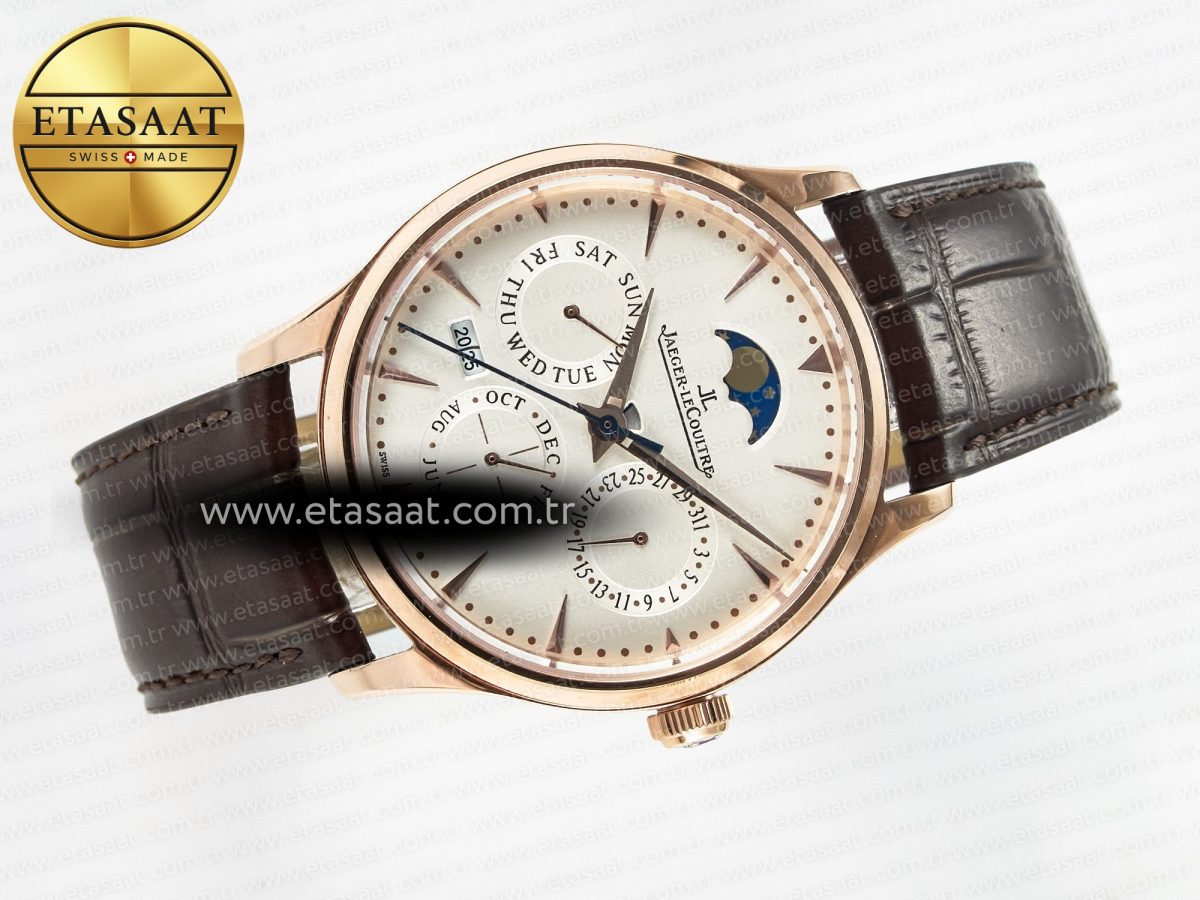 Master Ultra Thin Perpetual Calendar RG V9F 1:1 Best Edition White Dial on Brown Leather Strap A868 V2 - Görsel 8