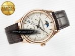Master Ultra Thin Perpetual Calendar RG V9F 1:1 Best Edition White Dial on Brown Leather Strap A868 V2 - Görsel 8