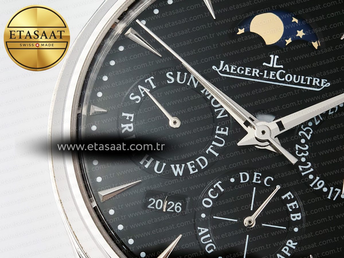 Master Ultra Thin Perpetual Calendar SS V9F 1:1 Best Edition Black Dial on Black Leather Strap A868 V2 - Görsel 10