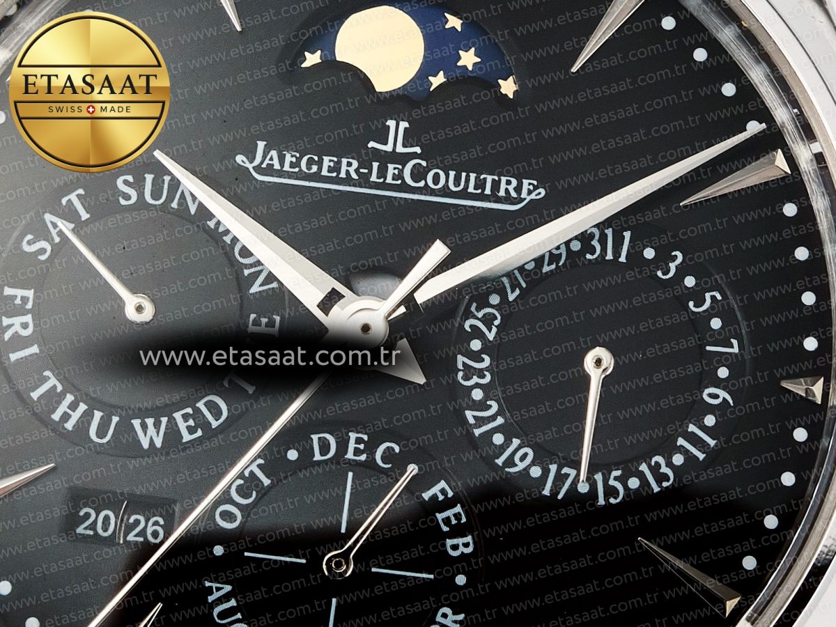 Master Ultra Thin Perpetual Calendar SS V9F 1:1 Best Edition Black Dial on Black Leather Strap A868 V2 - Görsel 11