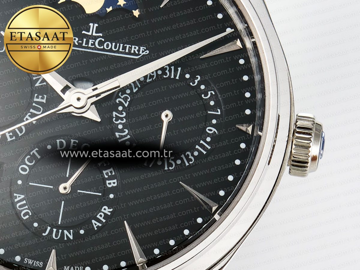 Master Ultra Thin Perpetual Calendar SS V9F 1:1 Best Edition Black Dial on Black Leather Strap A868 V2 - Görsel 12