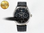 Master Ultra Thin Perpetual Calendar SS V9F 1:1 Best Edition Black Dial on Black Leather Strap A868 V2 - Görsel 3