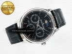 Master Ultra Thin Perpetual Calendar SS V9F 1:1 Best Edition Black Dial on Black Leather Strap A868 V2 - Görsel 8