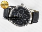 Master Ultra Thin Perpetual Calendar SS V9F 1:1 Best Edition Black Dial on Black Leather Strap A868 V2 - Görsel 9
