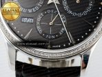 Master Ultra Thin Perpetual Calendar SS V9F 1:1 Best Edition Gray Dial Diamonds Bezel on Black Leather Strap A868 V2 - Görsel 13