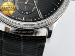 Master Ultra Thin Perpetual Calendar SS V9F 1:1 Best Edition Gray Dial Diamonds Bezel on Black Leather Strap A868 V2 - Görsel 14