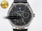Master Ultra Thin Perpetual Calendar SS V9F 1:1 Best Edition Gray Dial Diamonds Bezel on Black Leather Strap A868 V2 - Görsel 4