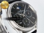 Master Ultra Thin Perpetual Calendar SS V9F 1:1 Best Edition Gray Dial Diamonds Bezel on Black Leather Strap A868 V2 - Görsel 5