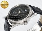 Master Ultra Thin Perpetual Calendar SS V9F 1:1 Best Edition Gray Dial Diamonds Bezel on Black Leather Strap A868 V2 - Görsel 6