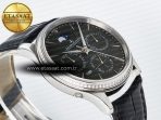 Master Ultra Thin Perpetual Calendar SS V9F 1:1 Best Edition Gray Dial Diamonds Bezel on Black Leather Strap A868 V2 - Görsel 7