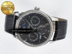 Master Ultra Thin Perpetual Calendar SS V9F 1:1 Best Edition Gray Dial Diamonds Bezel on Black Leather Strap A868 V2 - Görsel 9