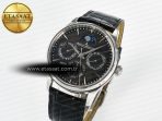 Master Ultra Thin Perpetual Calendar SS V9F 1:1 Best Edition Gray Dial on Black Leather Strap A868 V2