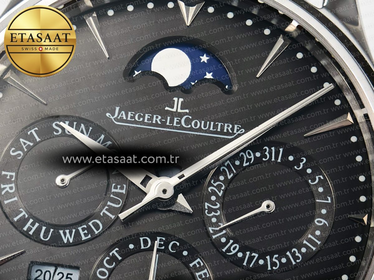 Master Ultra Thin Perpetual Calendar SS V9F 1:1 Best Edition Gray Dial on Black Leather Strap A868 V2 - Görsel 11
