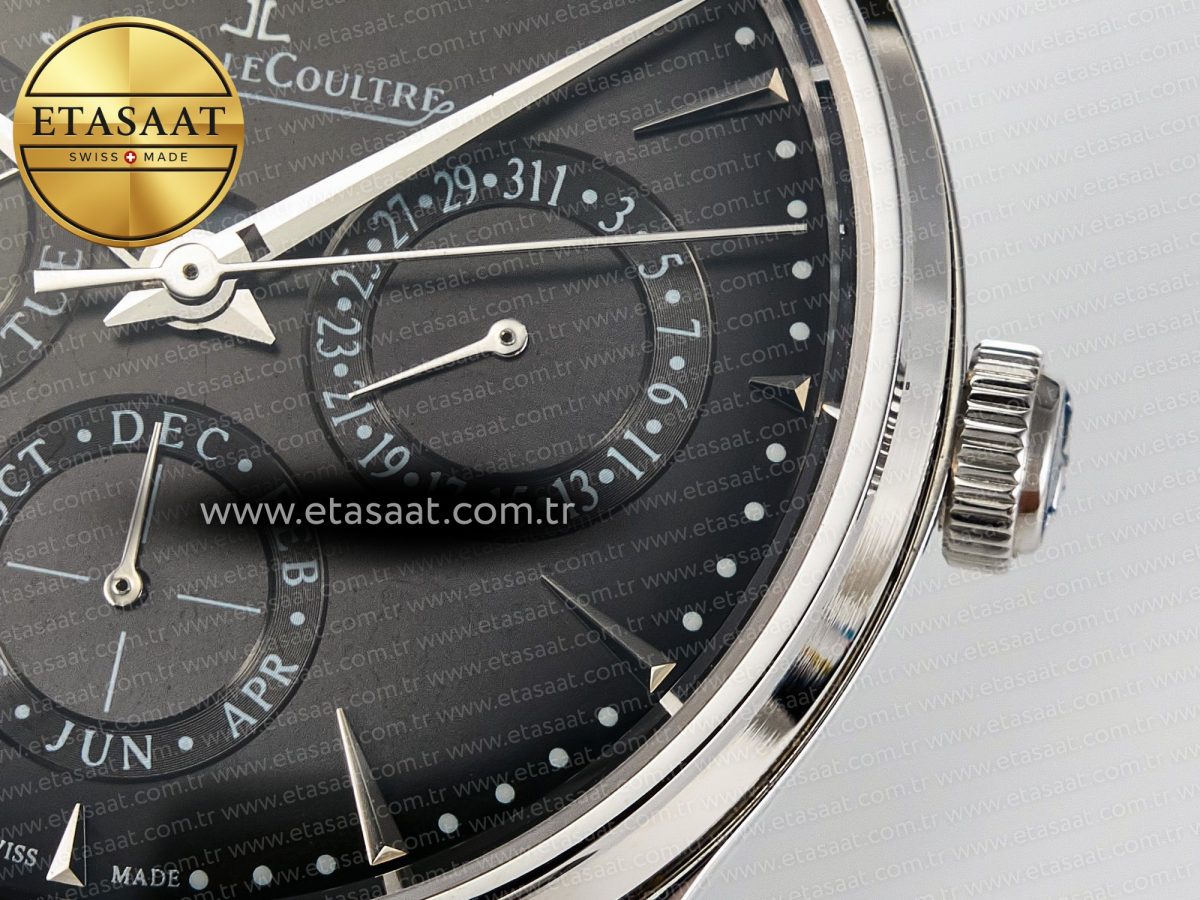 Master Ultra Thin Perpetual Calendar SS V9F 1:1 Best Edition Gray Dial on Black Leather Strap A868 V2 - Görsel 12