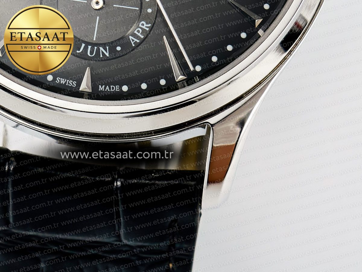 Master Ultra Thin Perpetual Calendar SS V9F 1:1 Best Edition Gray Dial on Black Leather Strap A868 V2 - Görsel 14