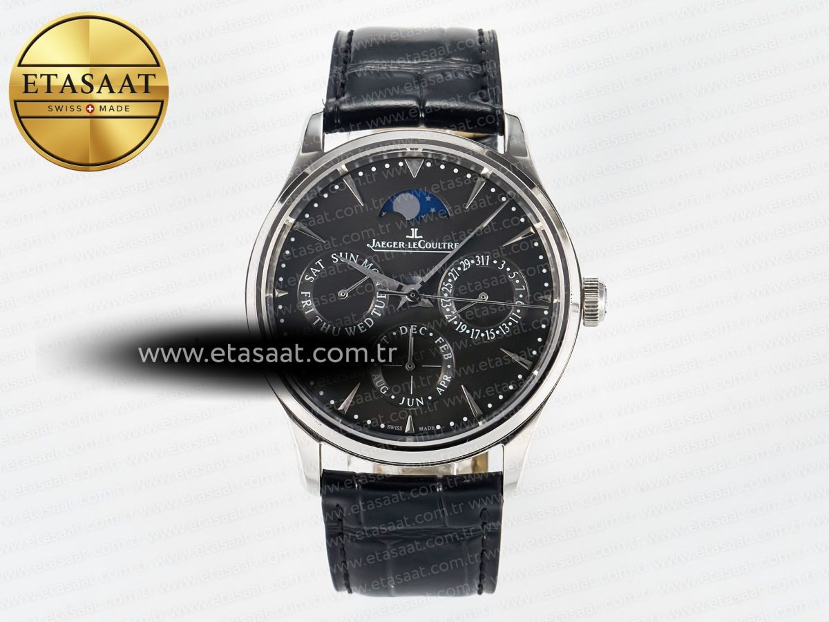 Master Ultra Thin Perpetual Calendar SS V9F 1:1 Best Edition Gray Dial on Black Leather Strap A868 V2 - Görsel 3