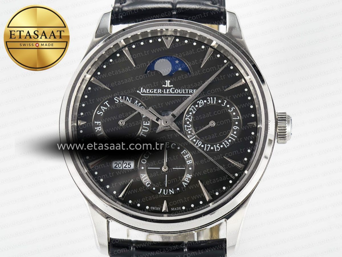 Master Ultra Thin Perpetual Calendar SS V9F 1:1 Best Edition Gray Dial on Black Leather Strap A868 V2 - Görsel 4
