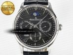 Master Ultra Thin Perpetual Calendar SS V9F 1:1 Best Edition Gray Dial on Black Leather Strap A868 V2 - Görsel 4