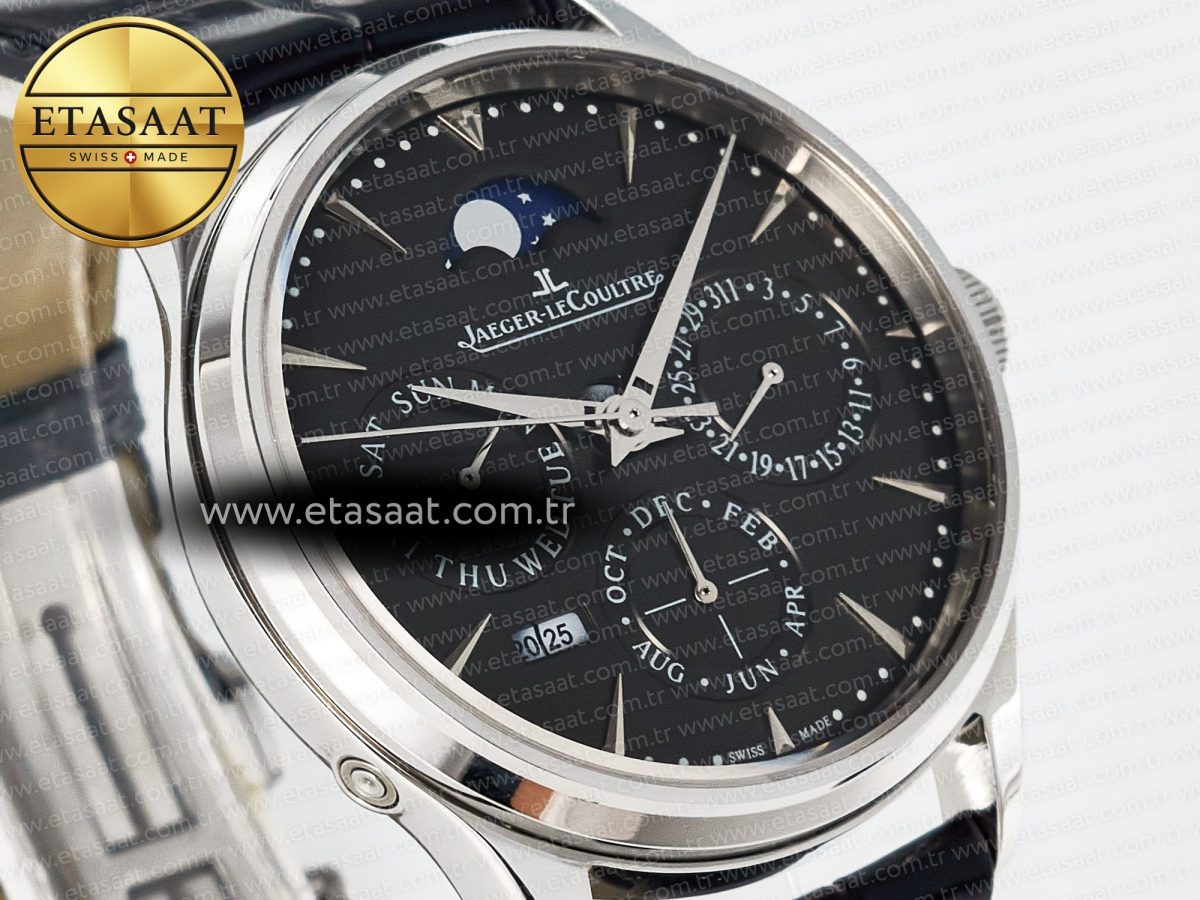 Master Ultra Thin Perpetual Calendar SS V9F 1:1 Best Edition Gray Dial on Black Leather Strap A868 V2 - Görsel 5