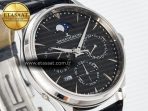 Master Ultra Thin Perpetual Calendar SS V9F 1:1 Best Edition Gray Dial on Black Leather Strap A868 V2 - Görsel 5