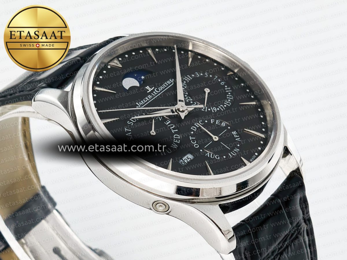 Master Ultra Thin Perpetual Calendar SS V9F 1:1 Best Edition Gray Dial on Black Leather Strap A868 V2 - Görsel 7