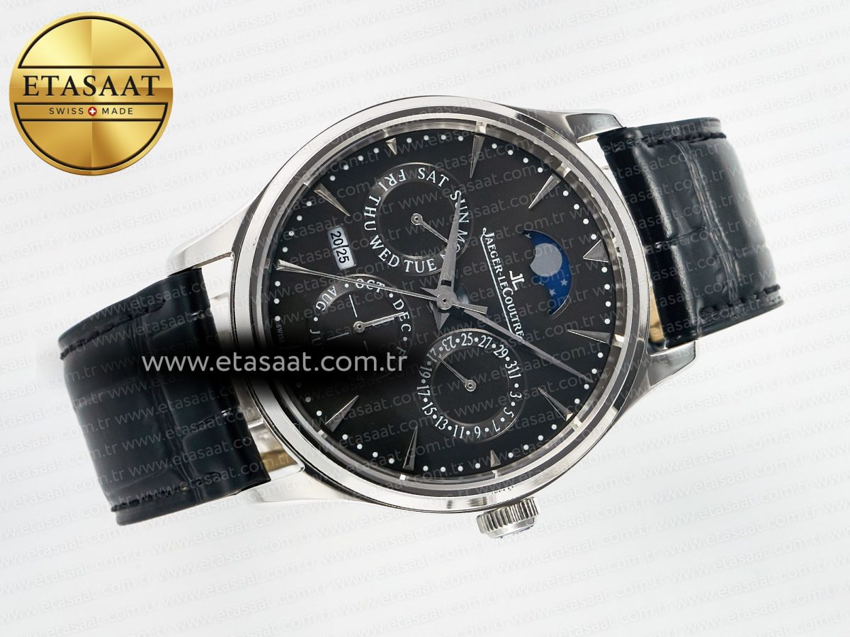 Master Ultra Thin Perpetual Calendar SS V9F 1:1 Best Edition Gray Dial on Black Leather Strap A868 V2 - Görsel 9