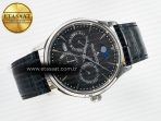 Master Ultra Thin Perpetual Calendar SS V9F 1:1 Best Edition Gray Dial on Black Leather Strap A868 V2 - Görsel 9