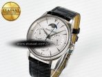 Master Ultra Thin Perpetual Calendar SS V9F 1:1 Best Edition White Dial Diamonds Bezel on Black Leather Strap A868 V2