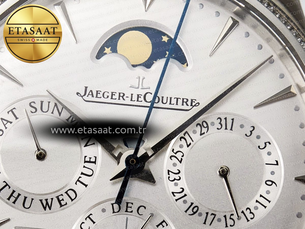 Master Ultra Thin Perpetual Calendar SS V9F 1:1 Best Edition White Dial Diamonds Bezel on Black Leather Strap A868 V2 - Görsel 11