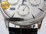 Master Ultra Thin Perpetual Calendar SS V9F 1:1 Best Edition White Dial Diamonds Bezel on Black Leather Strap A868 V2 - Görsel 13